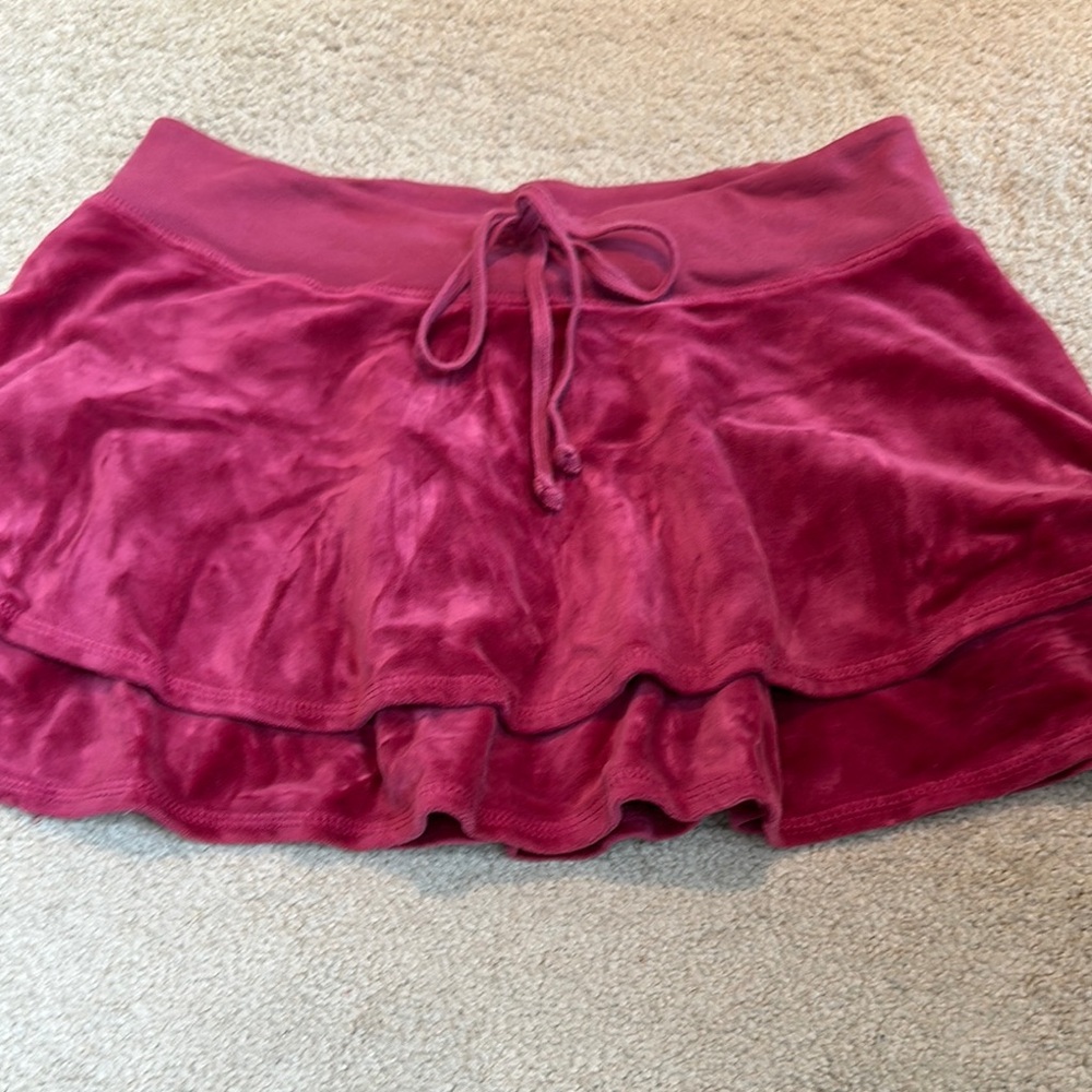 Juicy Couture velour tiered ruffle skirt pink S